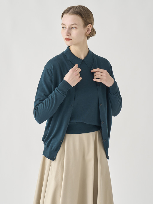 クルーネック長袖ニットカーディガン | PIPPA | 30G CONTEMPORARY FIT 詳細画像 RICHARDSON GREEN 1