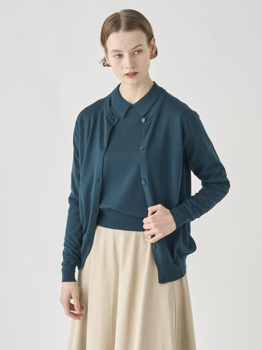 クルーネック長袖ニットカーディガン | PIPPA | 30G CONTEMPORARY FIT 詳細画像 RICHARDSON GREEN 3