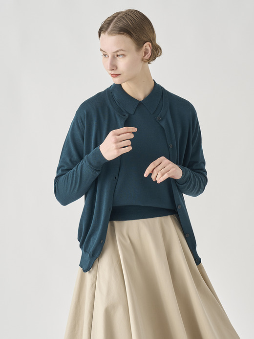 クルーネック長袖ニットカーディガン | PIPPA | 30G CONTEMPORARY FIT 詳細画像 RICHARDSON GREEN 5