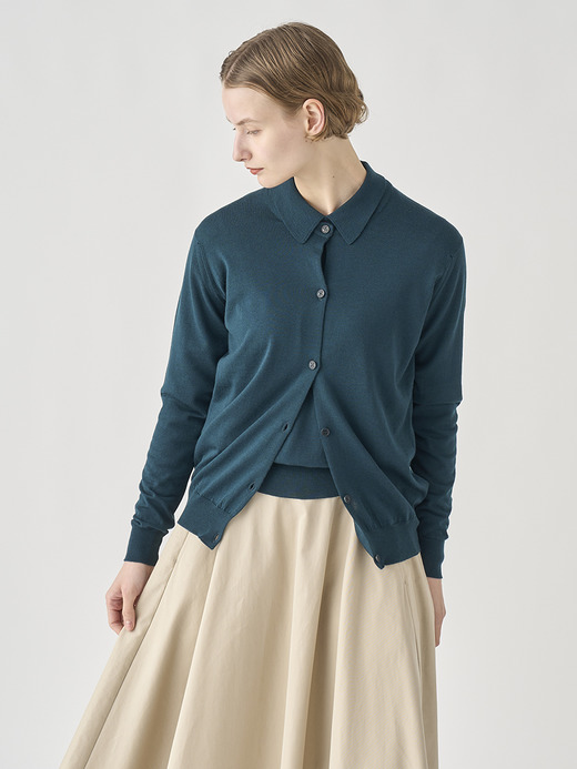 クルーネック長袖ニットカーディガン | PIPPA | 30G CONTEMPORARY FIT 詳細画像 RICHARDSON GREEN 8