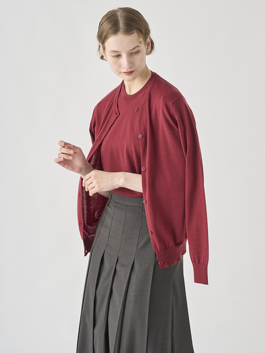 クルーネック長袖ニットカーディガン | PIPPA | 30G CONTEMPORARY FIT 詳細画像 WOOLF RED 9