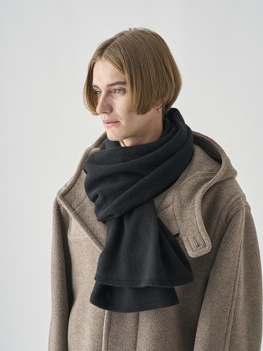 ［Eco Cashmere］カシミヤ混 ニットマフラー | QUARTZ | 5G 詳細画像 BLACK 2
