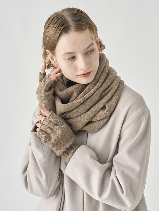 ［Eco Cashmere］カシミヤ混 ニットマフラー | QUARTZ | 5G 詳細画像 MUSHROOM 4