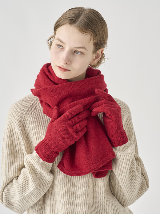 ［Eco Cashmere］カシミヤ混 ニットマフラー | QUARTZ | 5G 詳細画像 VERMILLION 4