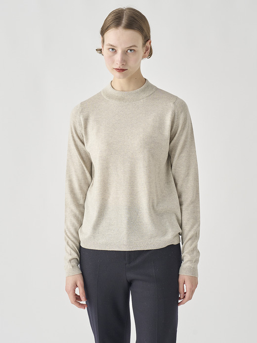 モックネック長袖ニットプルオーバー | RENATA | 24G 詳細画像 GREY FLEECE 1