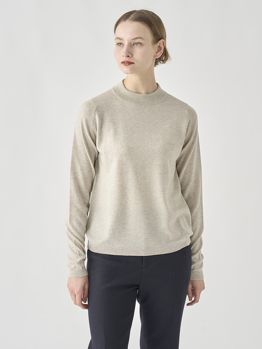 モックネック長袖ニットプルオーバー | RENATA | 24G 詳細画像 GREY FLEECE 7