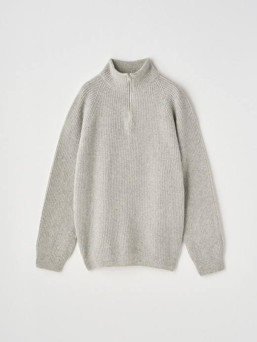 ［Eco Cashmere］カシミヤ混 ハーフジップスタンドネック長袖ニットプルオーバー | RYKER | 7G 詳細画像 POLAR 1