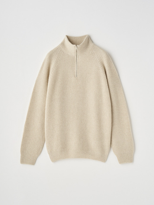 ［Eco Cashmere］カシミヤ混 ハーフジップスタンドネック長袖ニットプルオーバー | RYKER | 7G 詳細画像 PAMPAS 1