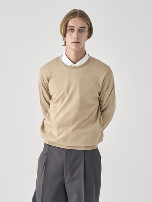 クルーネック長袖ニットプルオーバー | SCANLAN | 30G MODERN FIT