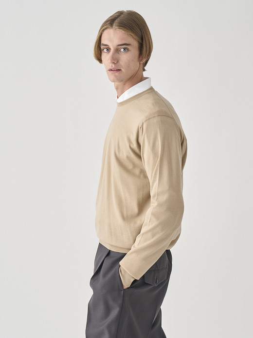 クルーネック長袖ニットプルオーバー | SCANLAN | 30G MODERN FIT 詳細画像 KAFKA BEIGE 4