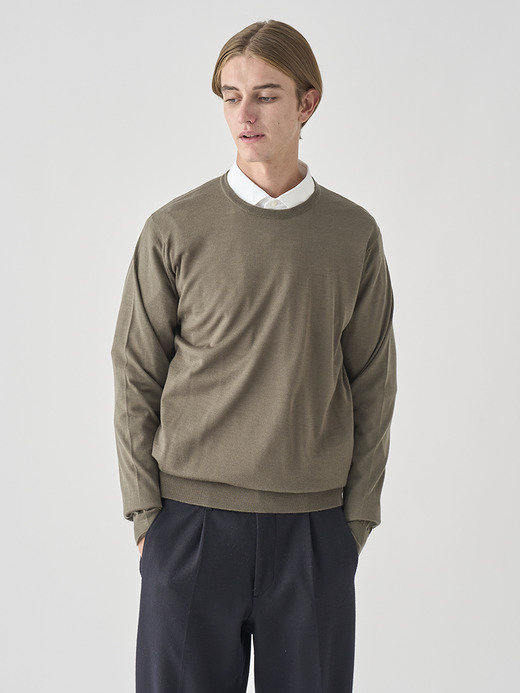 クルーネック長袖ニットプルオーバー | SCANLAN | 30G MODERN FIT 詳細画像 MANSFIELD GREEN 1
