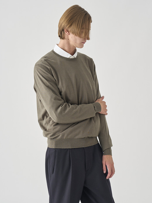 クルーネック長袖ニットプルオーバー | SCANLAN | 30G MODERN FIT 詳細画像 MANSFIELD GREEN 6