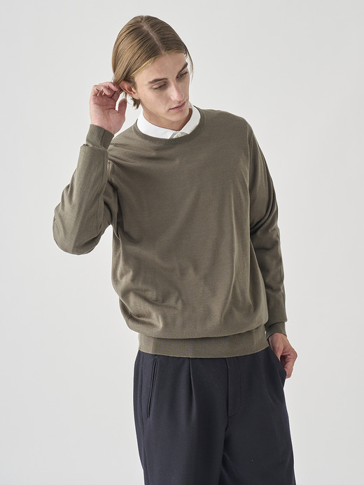 クルーネック長袖ニットプルオーバー | SCANLAN | 30G MODERN FIT 詳細画像 MANSFIELD GREEN 7