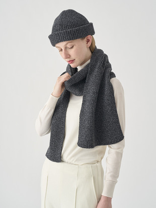 ［Eco Cashmere］カシミヤ混 リブニットマフラー | STARK | 5G