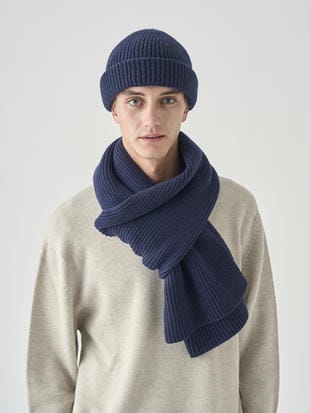 ［Eco Cashmere］カシミヤ混 リブニットマフラー | STARK | 5G