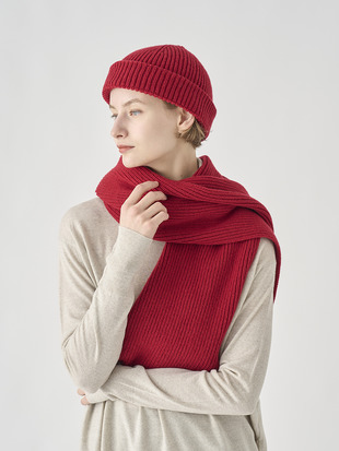 ［Eco Cashmere］カシミヤ混 リブニットマフラー | STARK | 5G