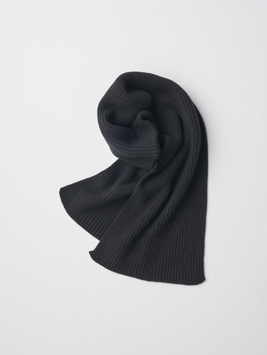 ［Eco Cashmere］カシミヤ混 リブニットマフラー | STARK | 5G 詳細画像 BLACK 1