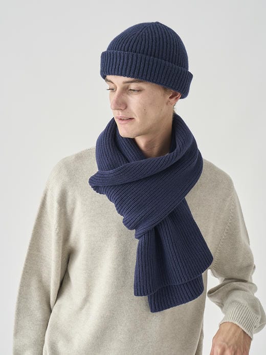 ［Eco Cashmere］カシミヤ混 リブニットマフラー | STARK | 5G 詳細画像 MIDNIGHT 2