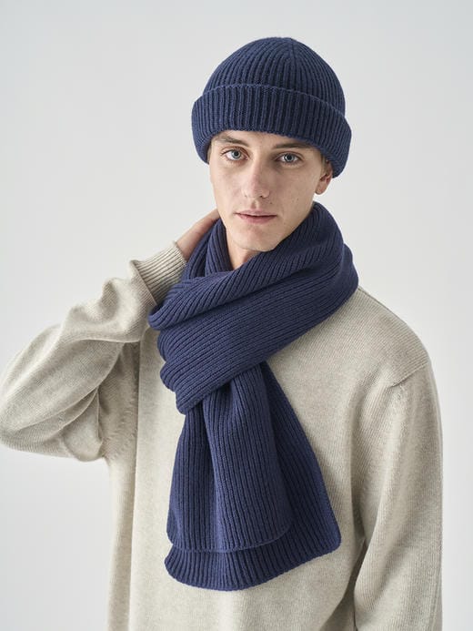 ［Eco Cashmere］カシミヤ混 リブニットマフラー | STARK | 5G 詳細画像 MIDNIGHT 3