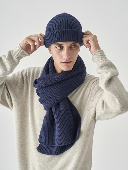 ［Eco Cashmere］カシミヤ混 リブニットマフラー | STARK | 5G 詳細画像 MIDNIGHT 4
