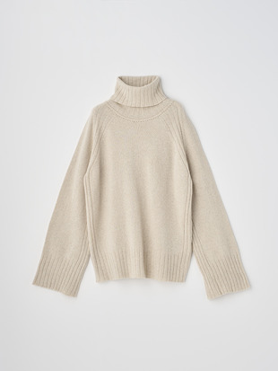 ［Eco Cashmere］カシミヤ混 オーバーサイズタートルネック長袖ニットプルオーバー | TABATHA | 7G