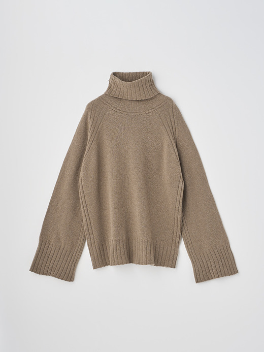 ［Eco Cashmere］カシミヤ混 オーバーサイズタートルネック長袖ニットプルオーバー | TABATHA | 7G 詳細画像 MUSHROOM 1