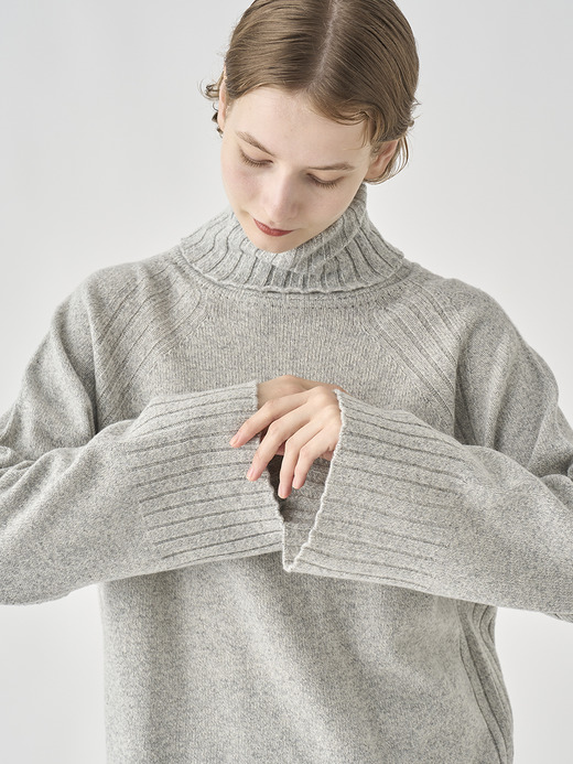 ［Eco Cashmere］カシミヤ混 オーバーサイズタートルネック長袖ニットプルオーバー | TABATHA | 7G 詳細画像 POLAR 10