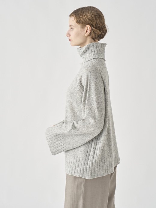 ［Eco Cashmere］カシミヤ混 オーバーサイズタートルネック長袖ニットプルオーバー | TABATHA | 7G 詳細画像 POLAR 4