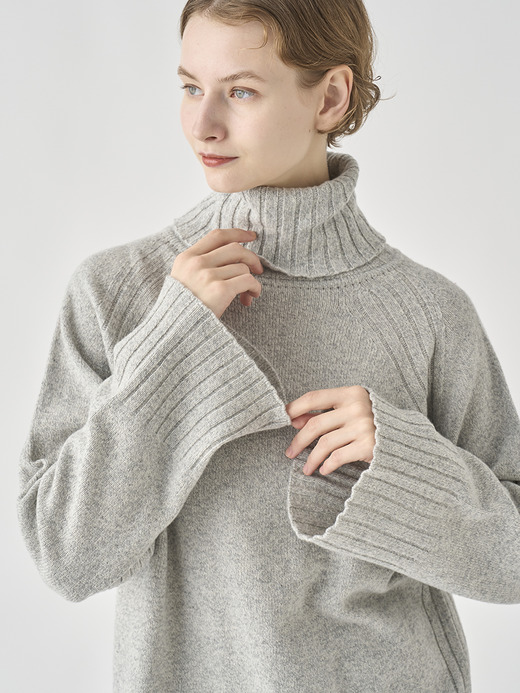［Eco Cashmere］カシミヤ混 オーバーサイズタートルネック長袖ニットプルオーバー | TABATHA | 7G 詳細画像 POLAR 9