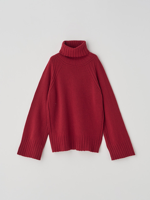 ［Eco Cashmere］カシミヤ混 オーバーサイズタートルネック長袖ニットプルオーバー | TABATHA | 7G 詳細画像 VERMILLION 2