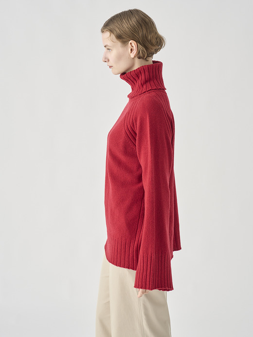 ［Eco Cashmere］カシミヤ混 オーバーサイズタートルネック長袖ニットプルオーバー | TABATHA | 7G 詳細画像 VERMILLION 4