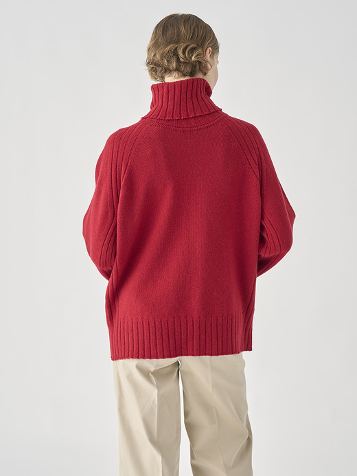 ［Eco Cashmere］カシミヤ混 オーバーサイズタートルネック長袖ニットプルオーバー | TABATHA | 7G 詳細画像 VERMILLION 5