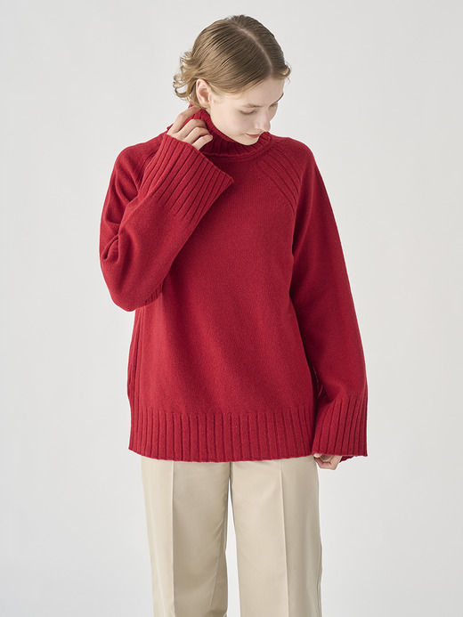 ［Eco Cashmere］カシミヤ混 オーバーサイズタートルネック長袖ニットプルオーバー | TABATHA | 7G 詳細画像 VERMILLION 8