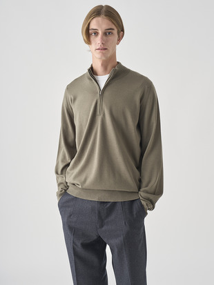 長袖ハーフジップニット | TAPTON | 24G STANDARD FIT