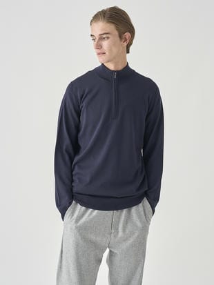 長袖ハーフジップニット | TAPTON | 24G STANDARD FIT