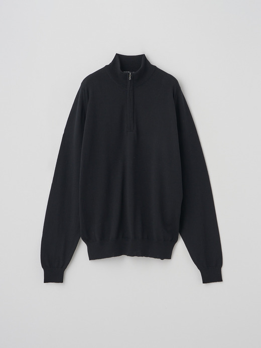 長袖ハーフジップニット | TAPTON | 24G STANDARD FIT 詳細画像 BLACK 1