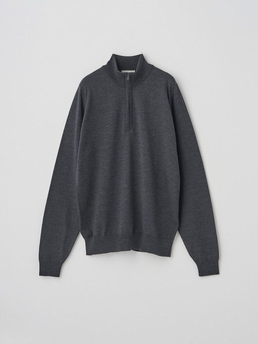 長袖ハーフジップニット | TAPTON | 24G STANDARD FIT 詳細画像 CHARCOAL 1