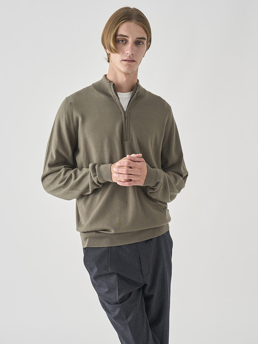 長袖ハーフジップニット | TAPTON | 24G STANDARD FIT 詳細画像 MANSFIELD GREEN 10