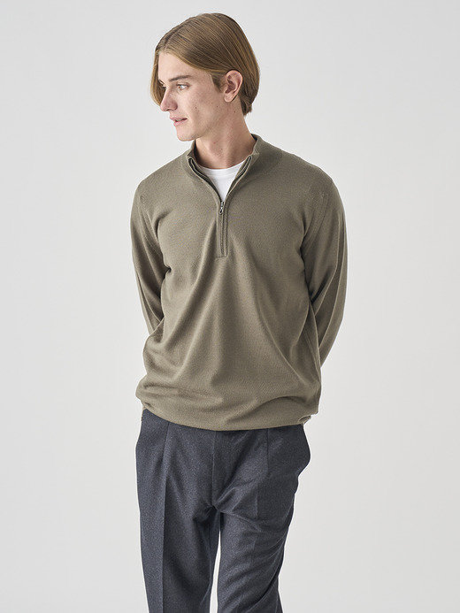 長袖ハーフジップニット | TAPTON | 24G STANDARD FIT 詳細画像 MANSFIELD GREEN 3