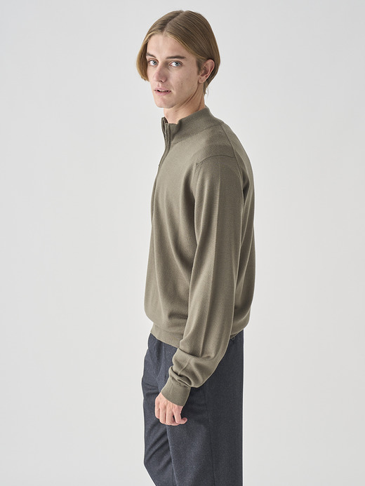 長袖ハーフジップニット | TAPTON | 24G STANDARD FIT 詳細画像 MANSFIELD GREEN 4