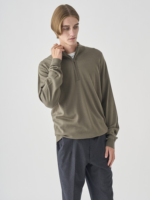 長袖ハーフジップニット | TAPTON | 24G STANDARD FIT 詳細画像 MANSFIELD GREEN 7