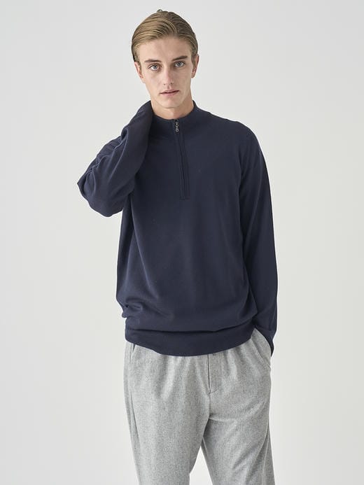 長袖ハーフジップニット | TAPTON | 24G STANDARD FIT 詳細画像 MIDNIGHT 2