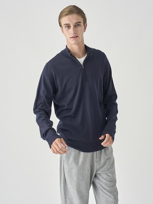 長袖ハーフジップニット | TAPTON | 24G STANDARD FIT 詳細画像 MIDNIGHT 3