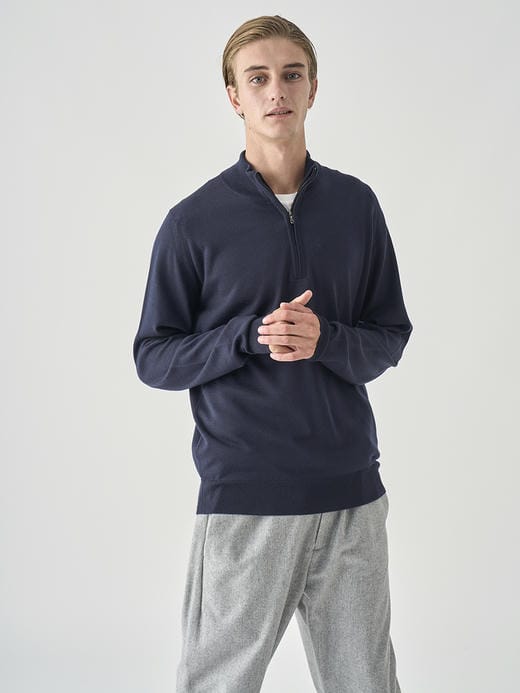 長袖ハーフジップニット | TAPTON | 24G STANDARD FIT 詳細画像 MIDNIGHT 7