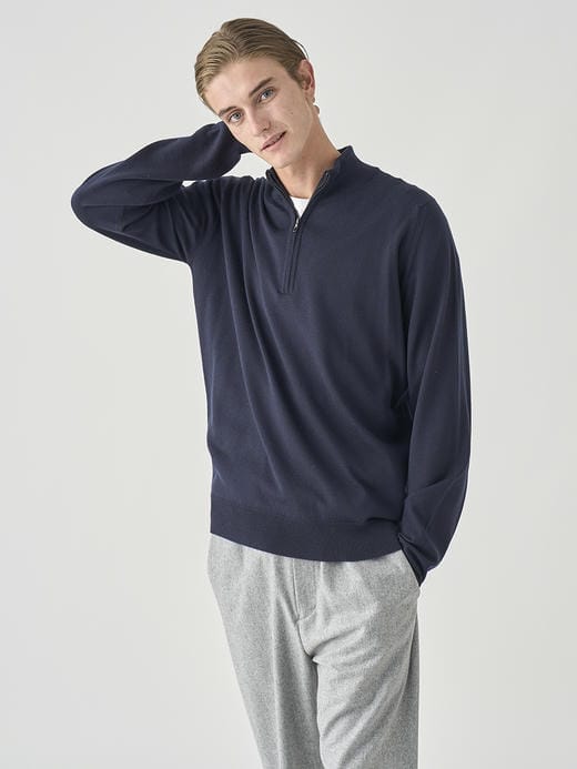 長袖ハーフジップニット | TAPTON | 24G STANDARD FIT 詳細画像 MIDNIGHT 8