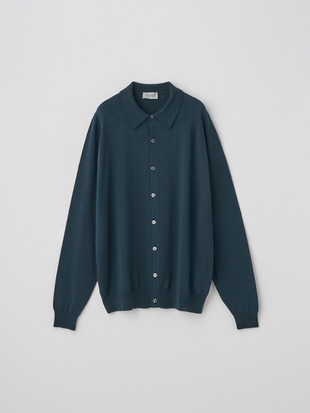 襟付き長袖ニットシャツカーディガン | TIBOR | 24G EASY FIT