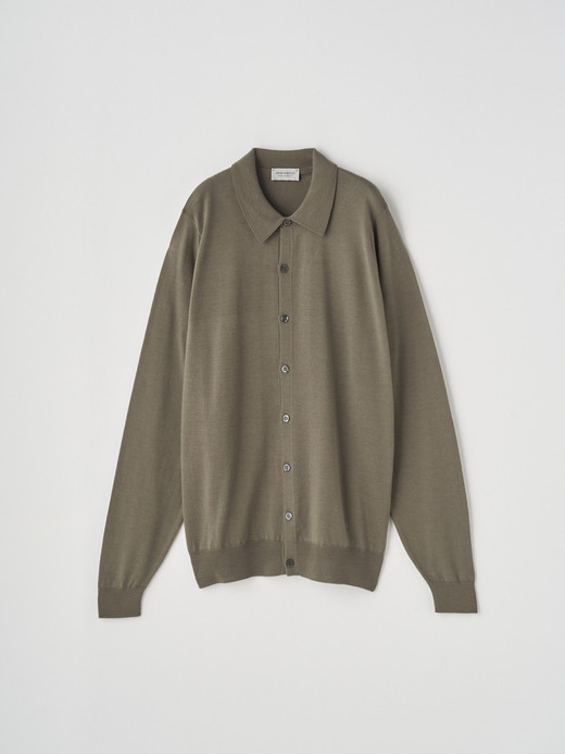 襟付き長袖ニットシャツカーディガン | TIBOR | 24G EASY FIT 詳細画像 MANSFIELD GREEN 2