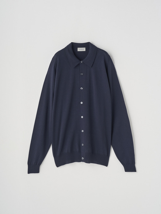 襟付き長袖ニットシャツカーディガン | TIBOR | 24G EASY FIT 詳細画像 MIDNIGHT 1