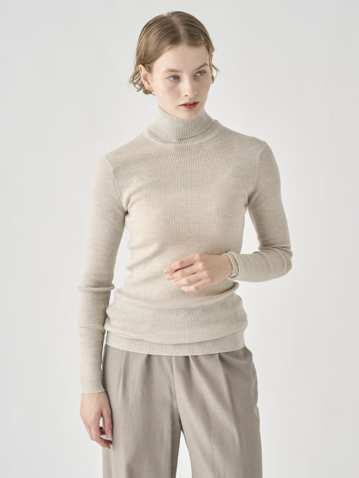 リブタートルネック長袖プルオーバー | VENESSA | 30G 詳細画像 GREY FLEECE 1