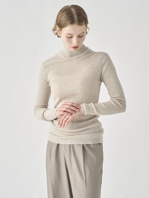 リブタートルネック長袖プルオーバー | VENESSA | 30G 詳細画像 GREY FLEECE 3